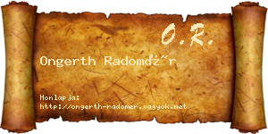 Ongerth Radomér névjegykártya